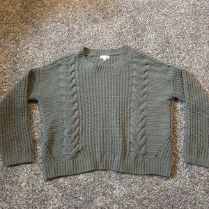 SO Women's Green Cable Knit Sweater